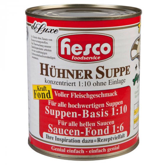 Hesco Hühnersuppe First Cass stark konzentrierte Hühnerbrühe 850ml 