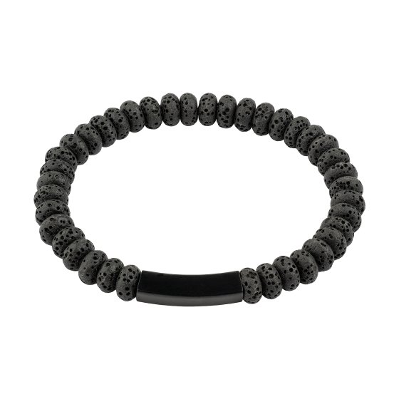 Armband Edelstahl /PVD schwarz Lavasteine 