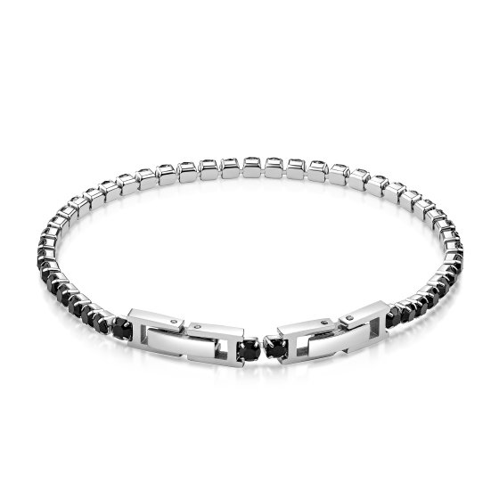 Armband Edelstahl Kristalle schwarz 
