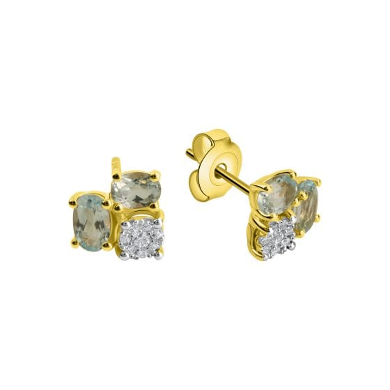 Ohrstecker Gold 375 Blautopas + Zirkonia 