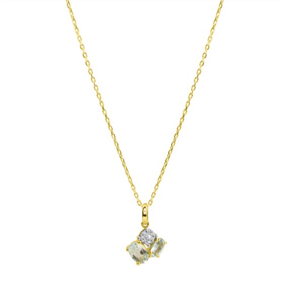 Anhänger mit Kette 375/- Gelbgold bicolor Blautopas und Zirkonia 