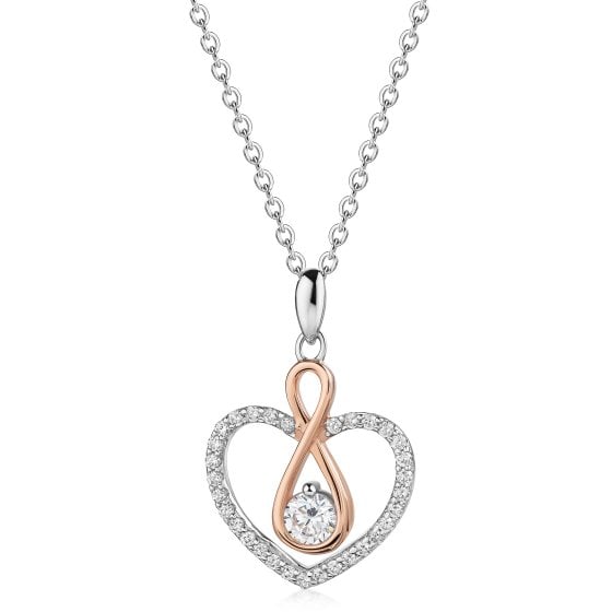 Anhänger mit Kette 925/- Sterling Silber Herz/Infinity Zirkonia 
