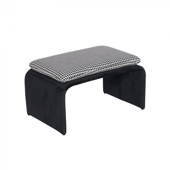 Polsterhocker B/H/T 61 x 34,5 x 40 cm Vance Hahnentritt Schwarz-Weiß 