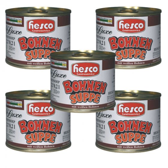Hesco Serbische Bohnensuppe De Luxe mit weißen Bohnen 5 Dosen 1060ml 