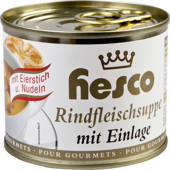 Hesco Rindsuppe mit Einlage Eierstich und Nudeln 5 Dosen 1060ml 