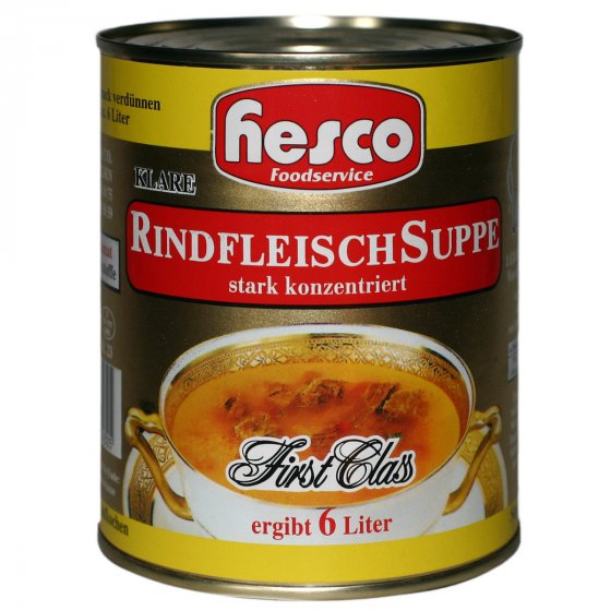 Hesco klare Rindfleischsuppe stark konzentriert ohne Fleisch 850ml 