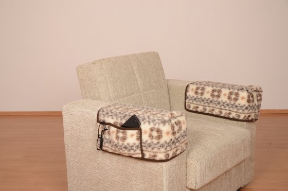 Armlehnenschoner Hussen mit zwei Taschen Wolle Malmö 40 cm x 55 cm mit 2 Taschen linke 