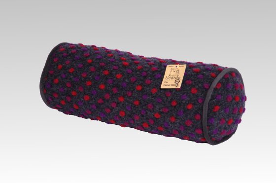 Kissenrolle Nackenrolle Wolle Noppen anthrazit 42 x 14 cm linke 