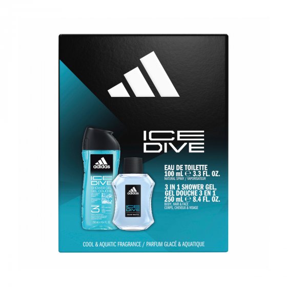 adidas Ice Dive Geschenkpackung EDT 100ml und Showergel 250ml Packung 