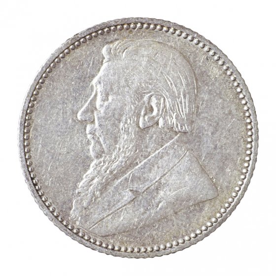 Silbermünze 6 Pence „Oom Krüger" 