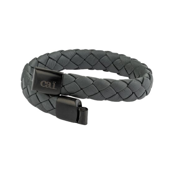 Armband Lederarmband geflochten anthrazit 21cm 