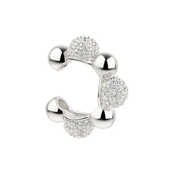 Ear Cuff 925 Sterling Silber rhodiniert mit weißem Zirkonia Bubble 