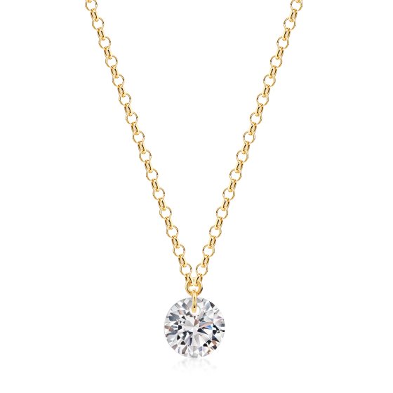 Collier 925/- Sterling Silber gelb vergoldet glanz Zirkonia weiß 