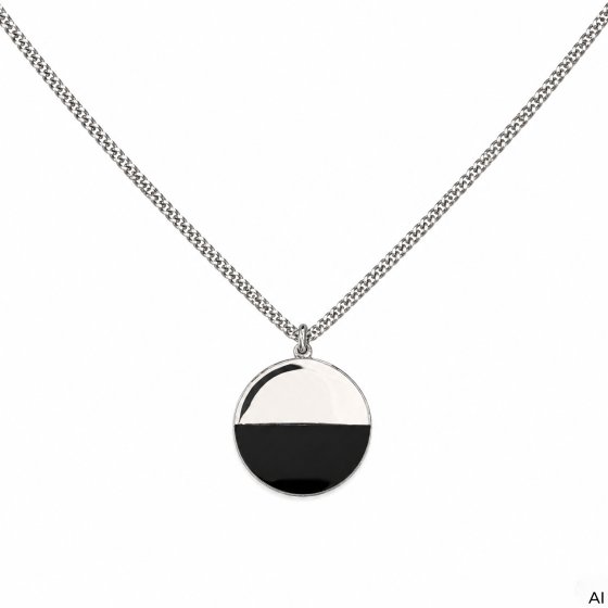 Halskette 925 Sterling Silber rhodiniert Onyx schwarz 