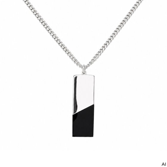 Halskette 925 Sterling Silber rhodiniert Onyx schwarz 