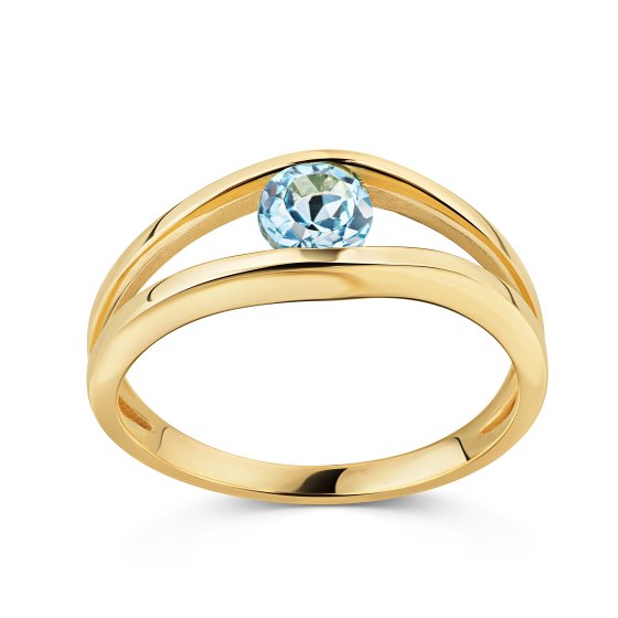 Ring 375 Gold Gelb Sky Blue Topas Offenes Design 
