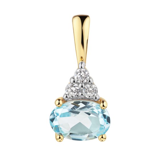 Anhänger 375 Gold Gelb Sky Blue Topas Blau Zirkonia Anhänger 