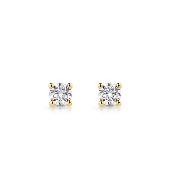 Ohrstecker 375 Gold Gelb Zirkonia Rund Ohrstecker Studs 