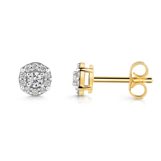 Ohrstecker 375 Gold Gelb Zirkonia Halo Zirkonia Ohrstecker 