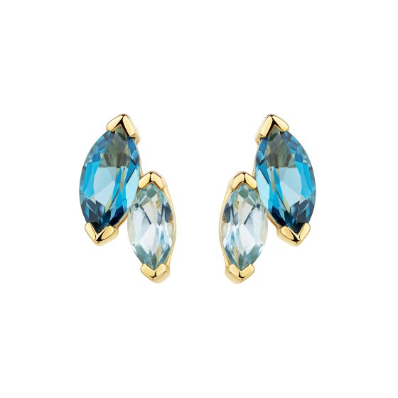 Ohrstecker 375 Gold Gelb London Blue Topas Sky Blue Topas Ohrstecker 