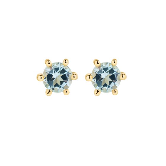 Ohrstecker 375 Gold Gelb Sky Blue Topas Rund Ohrstecker Blau 
