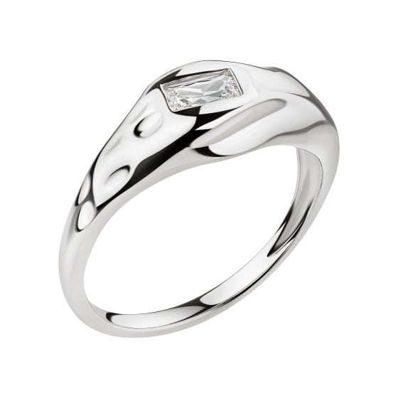 Ring Silber 925 rhodiniert mit weißem Baguette-Zirkonia 