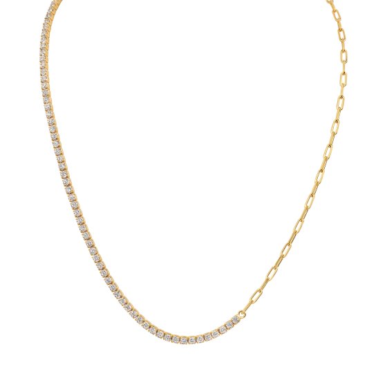 Halskette 925 Sterling Silber vergoldet Tennis Zirkonia 