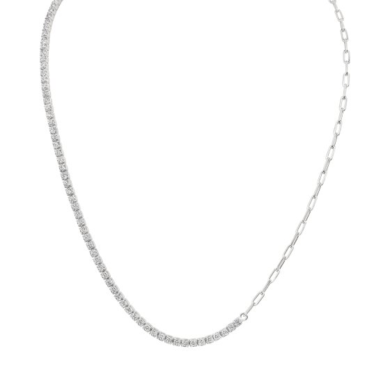 Halskette 925 Sterling Silber rhodiniert Tennis Zirkonia 