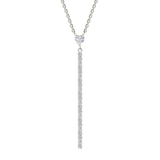 Halskette 925 Sterling Silber rhodiniert Zirkonia Herz 