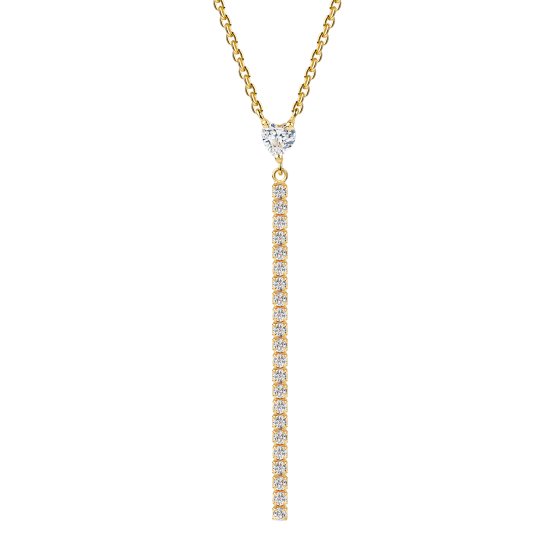Halskette 925 Sterling Silber vergoldet Zirkonia Herz 