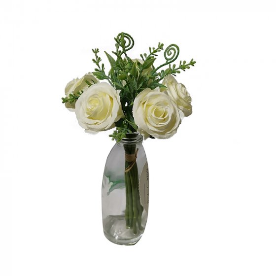Kunstblume Rosenstrauß in Vase Flora