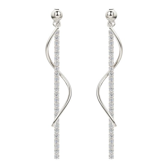 Ohrringe 925 Sterling Silber rhodiniert Zirkonia zweiteilig 
