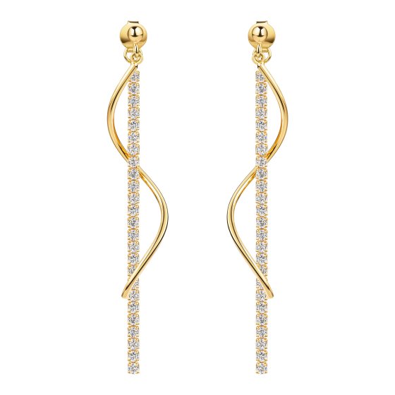 Ohrringe 925 Sterling Silber vergoldet Zirkonia zweiteilig 