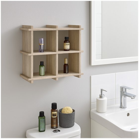 Wandregal aus MDF mit 4 Fächern dekorativ und praktisch 