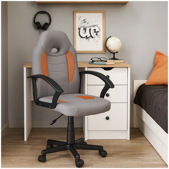 Schreibtischstuhl höhenverstellbar Daytona Junior Grau-Orange 