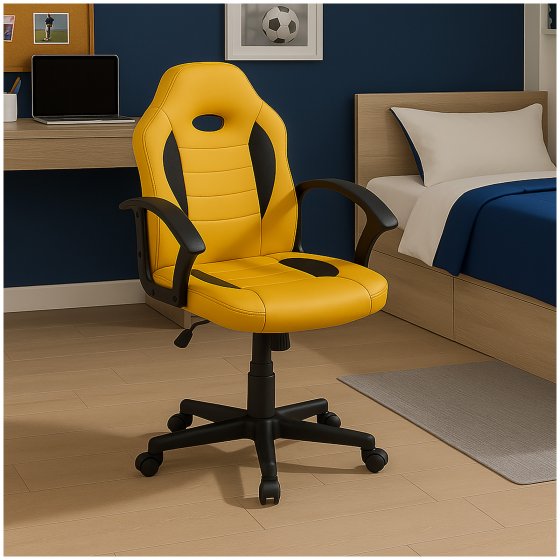 Schreibtischstuhl Junior höhenverstellbar ergonomischer Drehstuhl Gelb 
