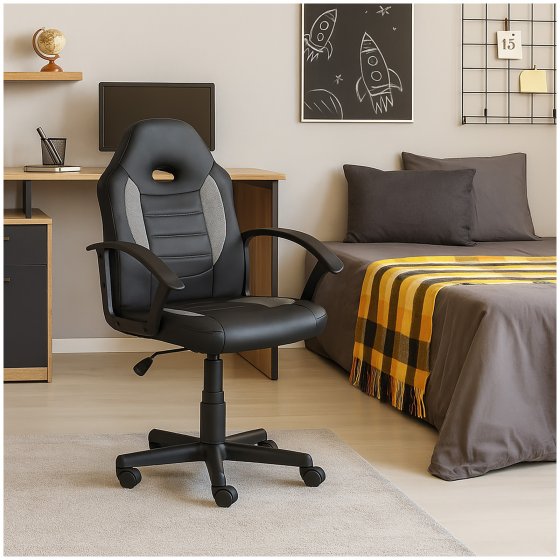 Schreibtischstuhl höhenverstellbar Daytona Junior Schwarz-Grau 