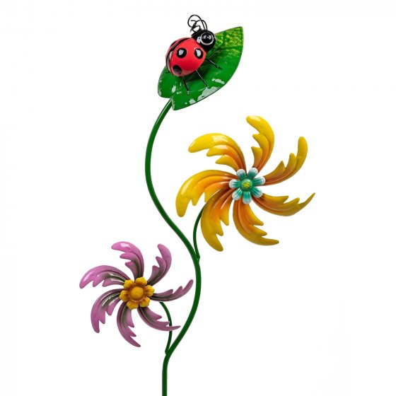 Gartenstecker mit 2 Windrädern Marienkäfer 