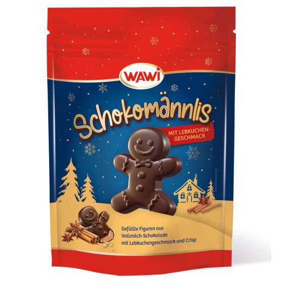 WAWI Schokomännlis aus Vollmilchschokolade gefüllt mit Lebkuchen 120g 
