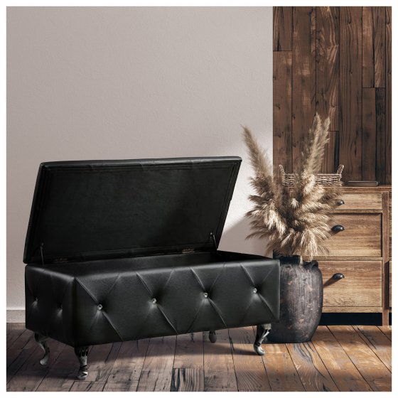 Gepolsterte Sitzbank mit Truhe Maribella Schwarz 
