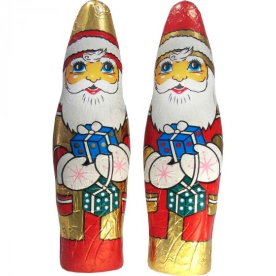 WAWI Weihnachtsmann mit Geschenk Hohlfigur aus Vollmilch 60g 