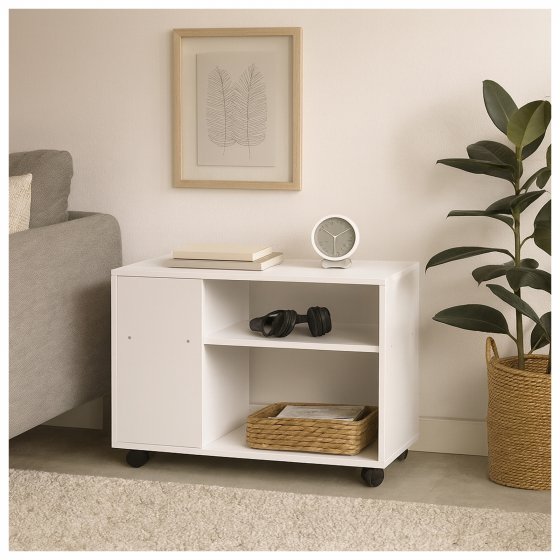 Beistelltisch auf Rollen Thekla Weiß 