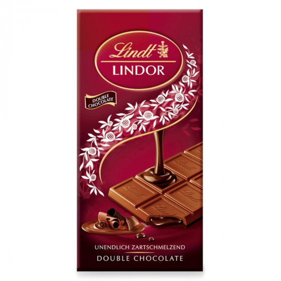 Lindt Lindor Double Chocolate Schokolade mit Schoko Füllung 100g 