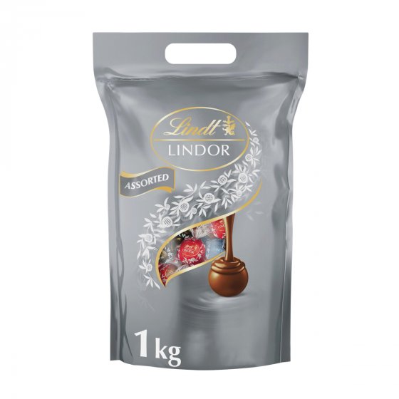 Lindt Lindor Silber Mischung feinste Vollmilchschokolade Packung 1000g 