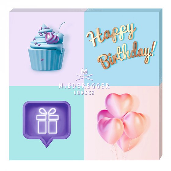 Niederegger Lübeck Happy Birthday Pralinen mit Cupcake Motiv 100g 