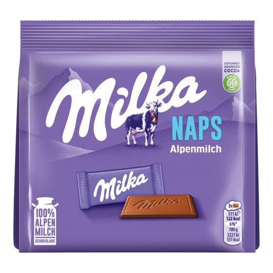 Milka Naps einzelne Schokoladentäfelchen 119g 