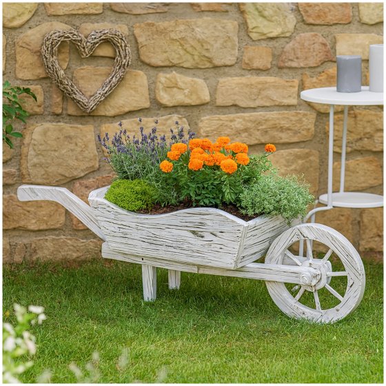 Holzschubkarre Weiß Rustikal Sommerset 