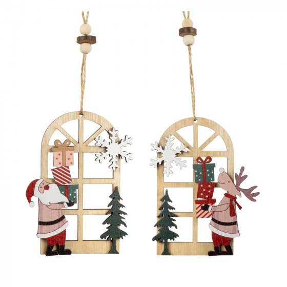 Baumschmuck hohes Fenster, 2er Set Holz