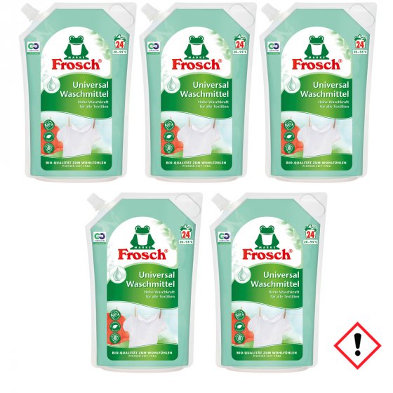 Frosch Flüssig Waschmittel Wiederverschließbar 24 WL 1800ml 5er Pack 