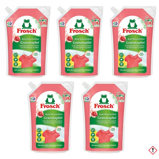 Frosch Granatapfel Waschmittel hohe Waschkraft 24 WL 1800ml 5er Pack 